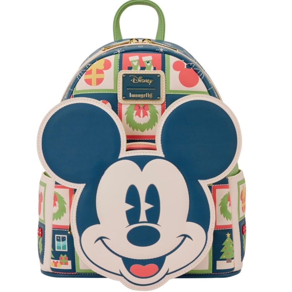 Loungefly Mickey Mouse Holiday mini Backpack and Ears Headband SET  NWT